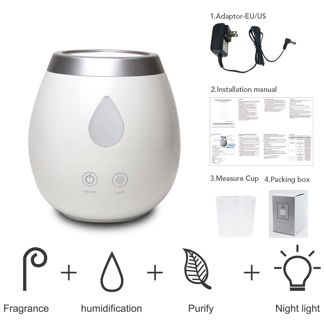 7 LED Color Ultrosonic Aroma Diffuser With Touch Button