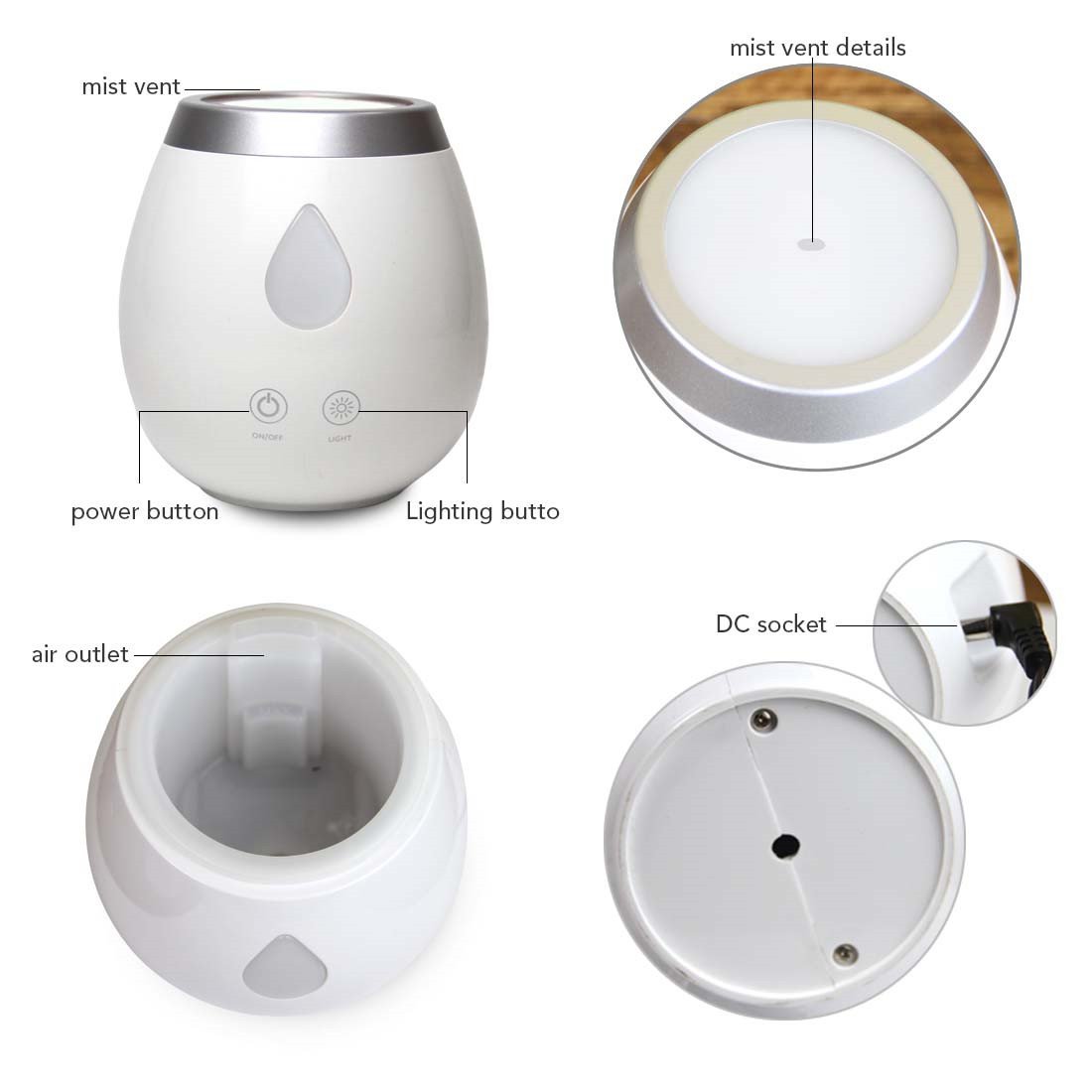 7 LED Color Ultrosonic Aroma Diffuser With Touch Button